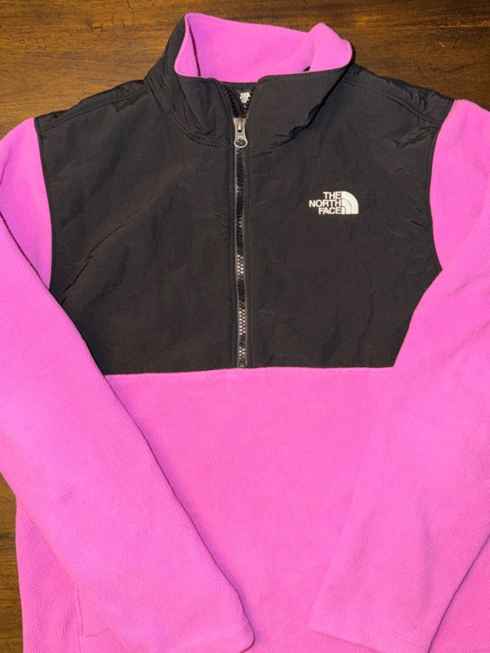 The North Face Tundra Pullover Sweater Girls Size Large Pink Black Polartec